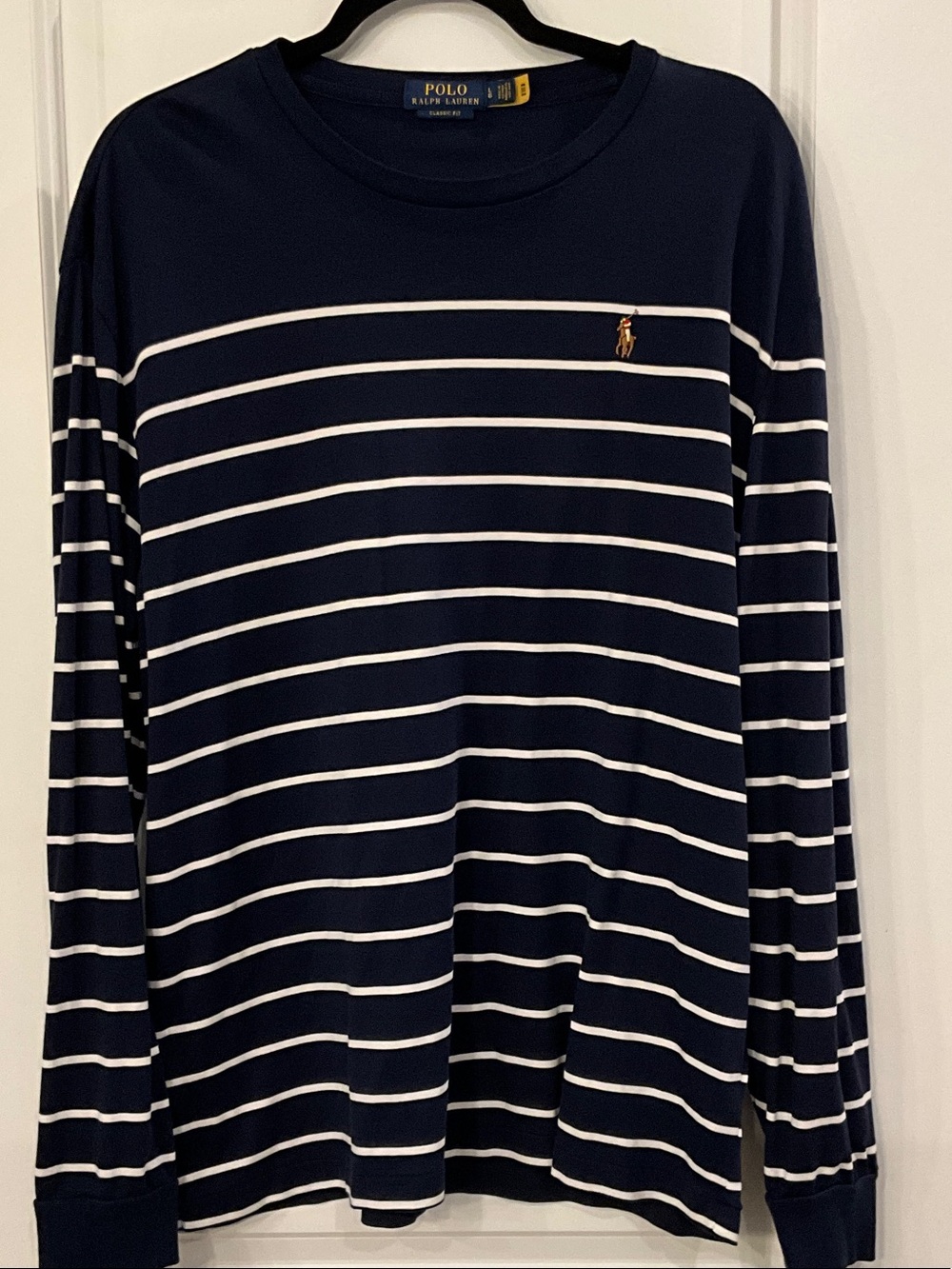 Polo Ralph Lauren Navy & White Striped Long Sleeve Tee -NWOT